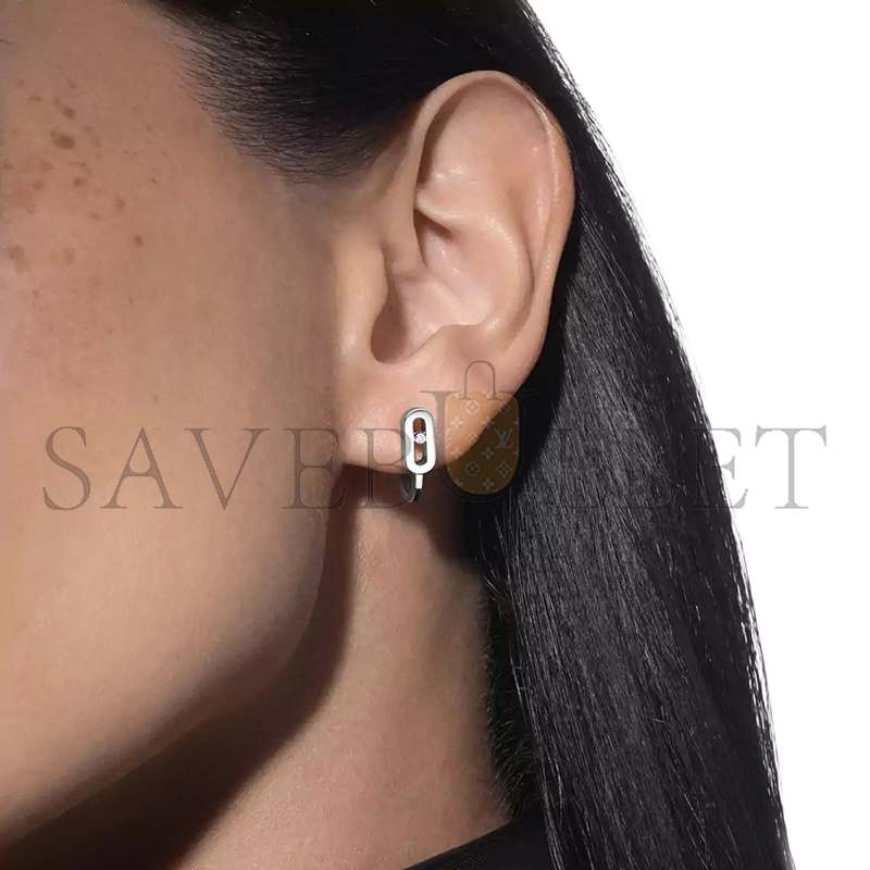 MESSIKA MOVE UNO MINI HOOP EARRINGS WHITE GOLD DIAMOND EARRINGS 10050-WG